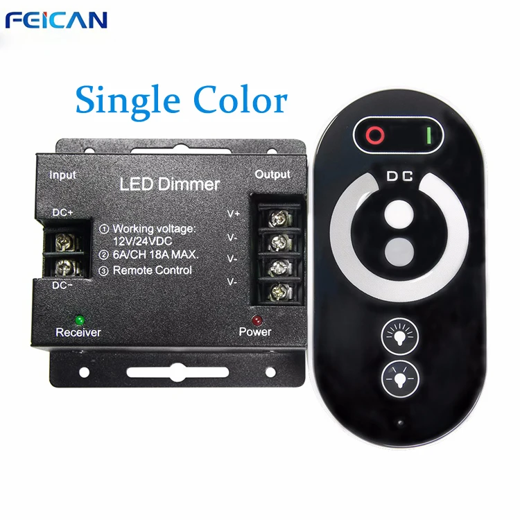FEICAN DC12-24V 6A/CH Железный корпус RF полный сенсорный пульт дистанционного управления 3 канала светодиодный контроллер для одного цветной светодиод RGB полосы