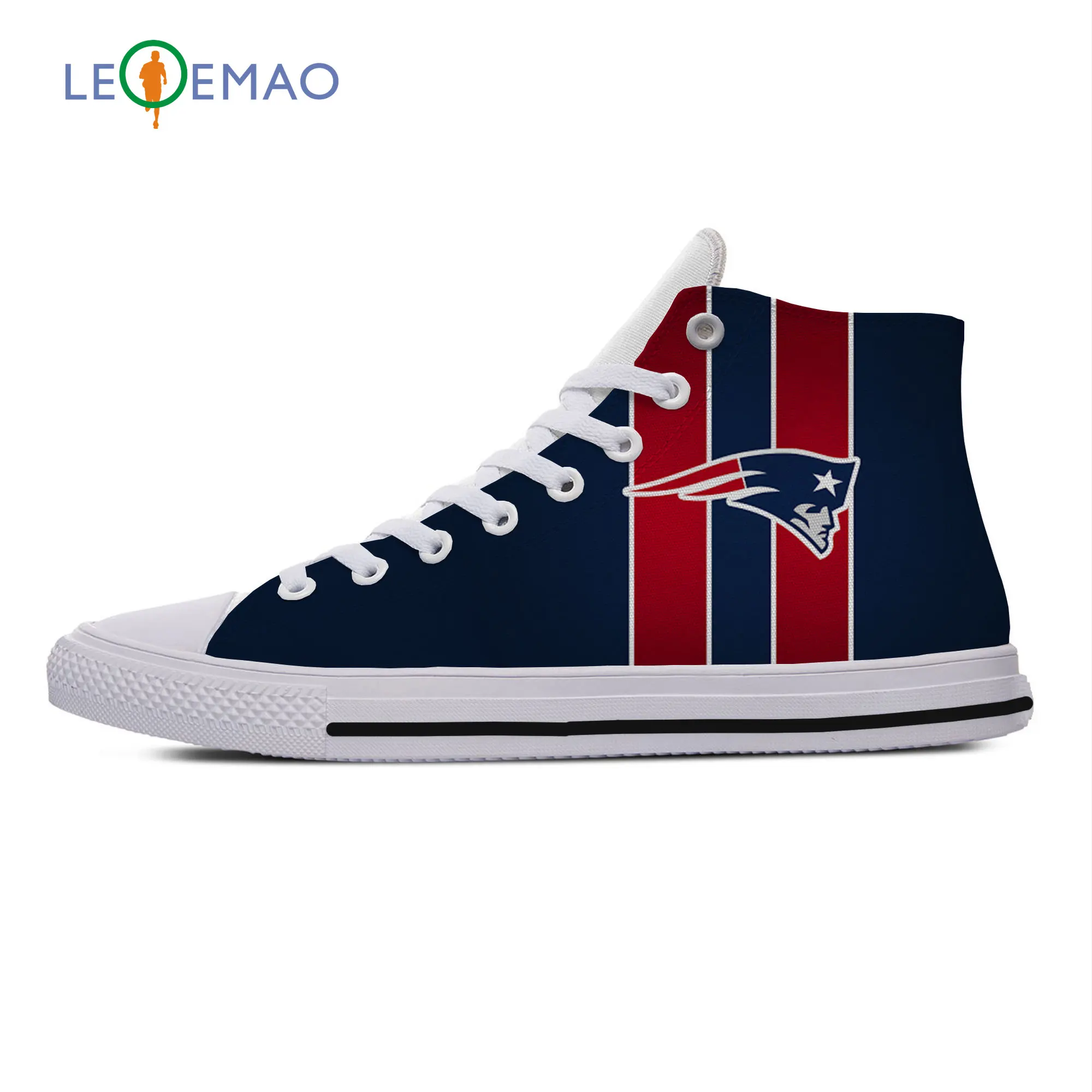 Customized Patriots Casual Canvas Shoes Independent Design New England Fans Style Male Breathable Custom of White Shoes