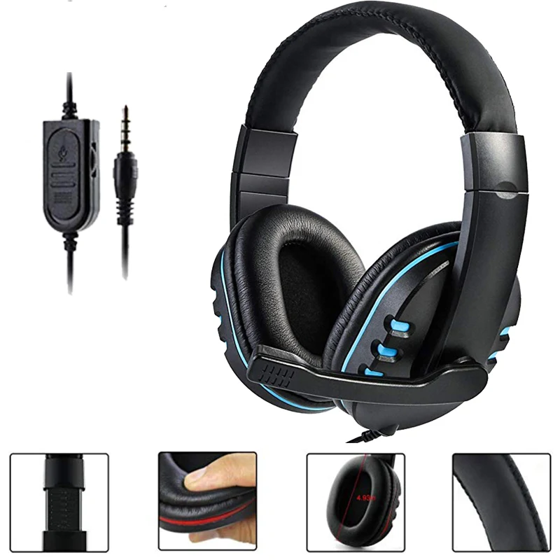 Stereo Gaming Headset For Xbox one PS4 PC 3 5mm Wired Over Head Gamer Headphone With Microphone Volume Control Game Earphone