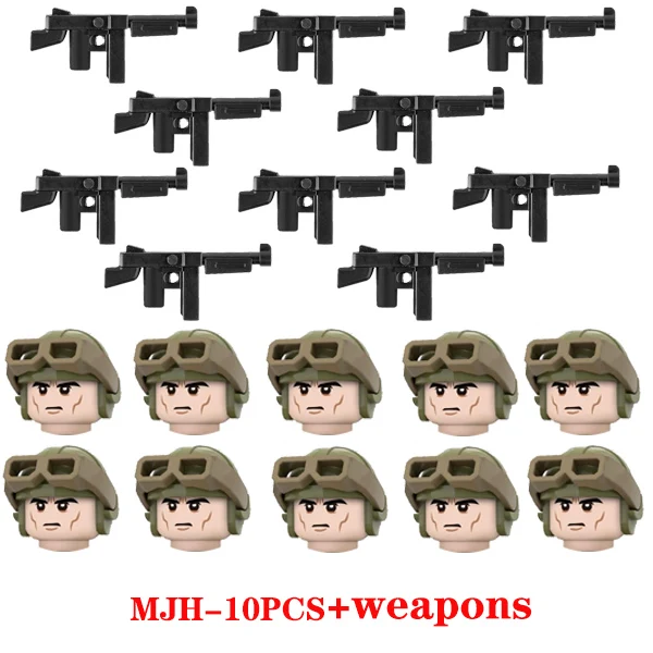 WW2 Military Weapons Accessories Building Blocks WW2 Military US Airborne Division 101st soldier Helmet Bricks Toys For Children 2-MJH