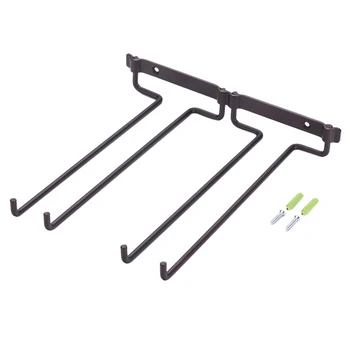 

Iron Art Side Mount Goblet Storage Rack Cup Holder With 2 Rows Kitchen Bar Cabinet Closet Inner Organizer Racks - Matte Bronze