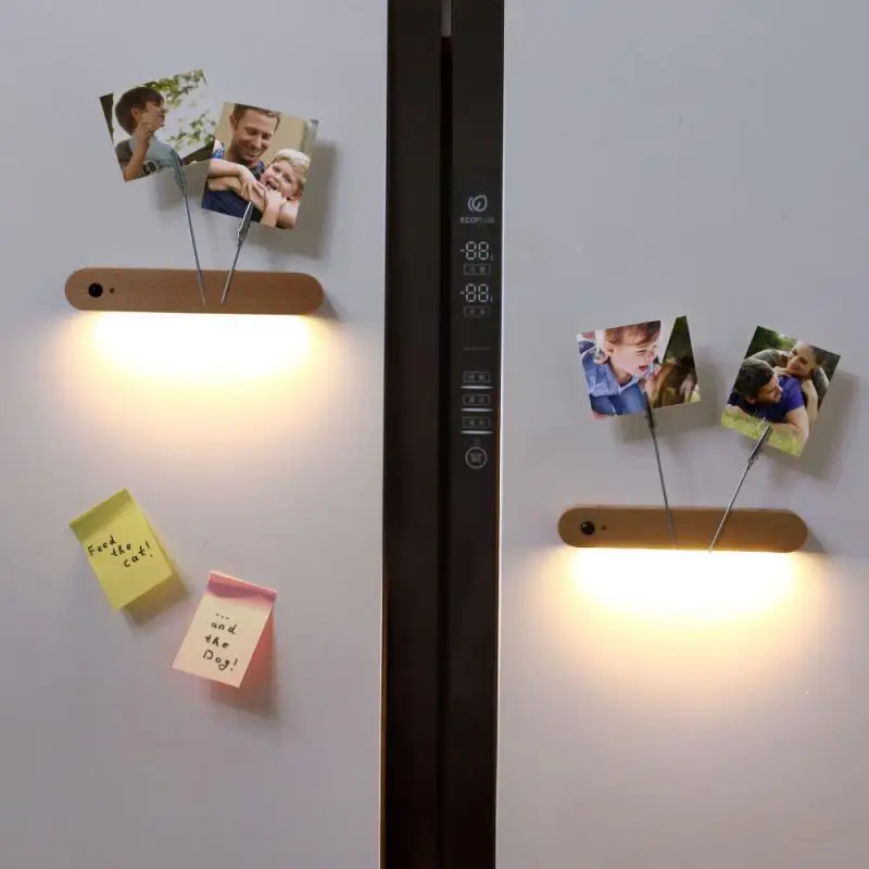 Conduziu a Luz da Noite sem Fio Lâmpada para Armário de Cozinha Sensor Portátil Móvel Magnético Noite Guarda-roupa Luz Cabeceira Lâmpada Parede Madeira 5 Sensor portátil conduziu a luz da noite