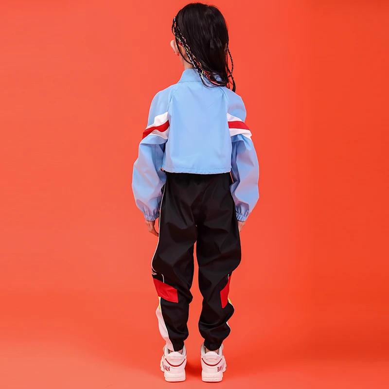 Kid Hip Hop Clothing Stand Collar Jacket Coat Top Running Casual Pants for Girls Boy Jazz Dance Costume Set Dancing Clothes Wear (8)