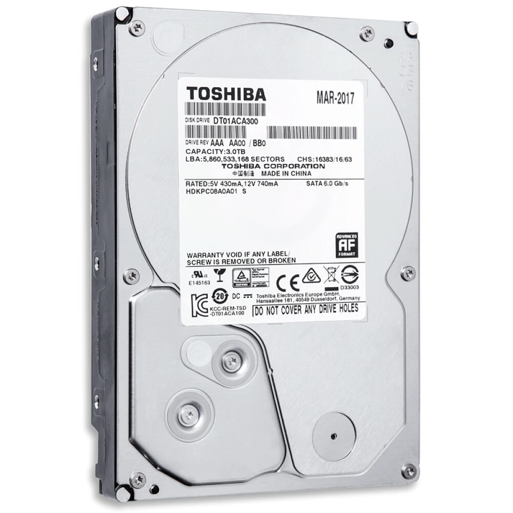 Toshiba 3.5 Inch 3TB 7200 RPM SATA3/SATA 6.0 GB/s 64MB Hard Drive 