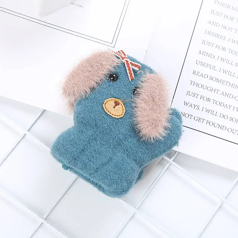 Зеленый Wecute/Новинка года; детские перчатки; зимние вязаные шерстяные двухслойные бархатные утепленные милые детские теплые перчатки; детские перчатки - Цвет: Зеленый