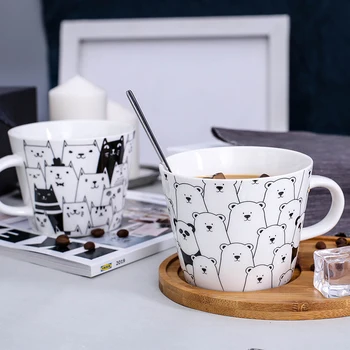 

Cat Ceramic Coffee Mug Personalised Humour Cute Couple Espresso Cup Creative Milk Tea Cup Office Tazas Kitchen Drinkware MM60MKB