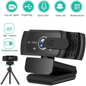 

Digital Video Live Streaming Webcam 1080P HD Noise Reduction Computer Web Camera for Xbox YouTube Skype Zoom with Privacy Cover
