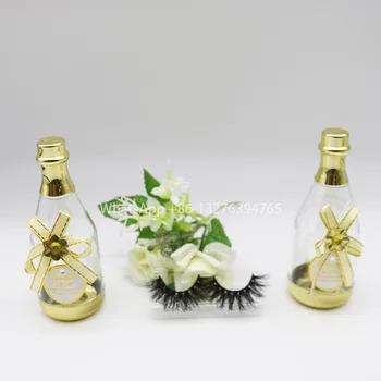 

Transparent Drift Bottle Lash Cases with Yellow Bowknot Custom Lashbox Packaging Thick 25mm Crisscross Mink Eyelashes