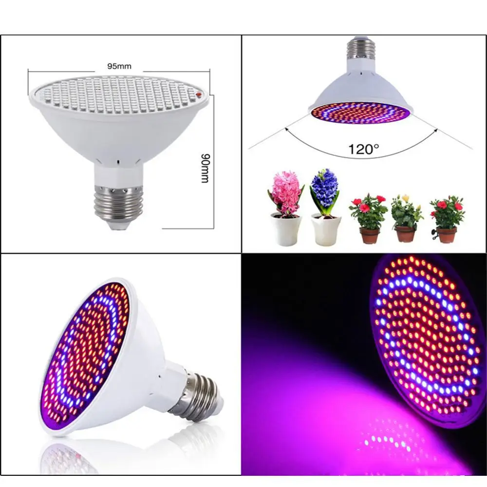 E27 106LED Grow Light Veg Flower Indoor Plant Hydroponics Full Spectrum Lamp 