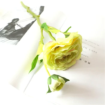 2 branch Artificial Rose Flower with Leaves Fake Floral Decor Home Wedding Simulation Flower Bouquet