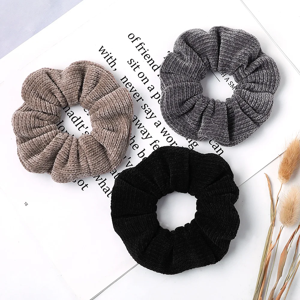 

1Pcs Multi-Style Corduroy Cloth Solid Color Hairband Elastic Hair Ties Rope Ponytail Holder Scrunchie Girl Hair Accessories