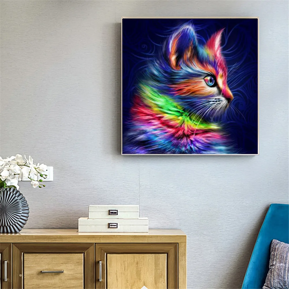 

Full Drill Square Diamond Painting Cross Stitch Cat 5d Diamond Mosaic Art Diamond Embroidery Animal Picture Home Decor Gift