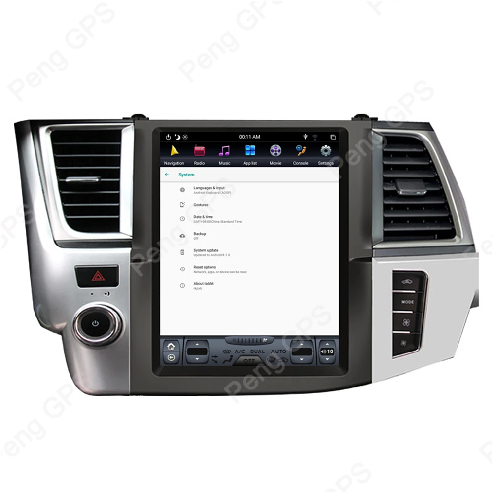 6 Core Android 8,1 Tesla стиль автомобиля радио для Toyota Highlander- gps Навигация DVD плеер сенсорный экран монитор 4H видео