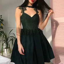 Плиссированное платье для выпускного вечера с вырезом темно-зеленое платье для выпускного вечера с кружевом