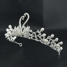 Торт Корона Европа и Америка Мода лебедь игра с жемчугом невесты Корона Свадебные аксессуары День рождения банкет головной убор