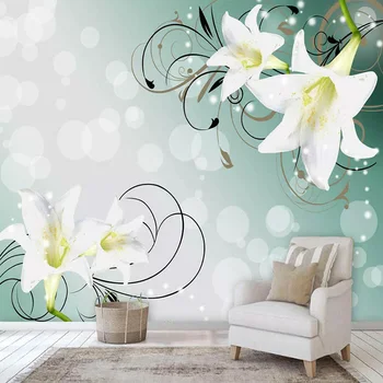 

Custom Mural Wallpaper 3D Stereo Beautiful Lily Flowers Wall Painting Living Room Bedroom Waterproof Canvas Romantic Home Decor