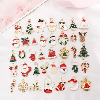 

38pcs Mixed Christmas Charms Enamel Pendants Ornaments Xmas Tree Decoration For Bracelet Earrings Necklace