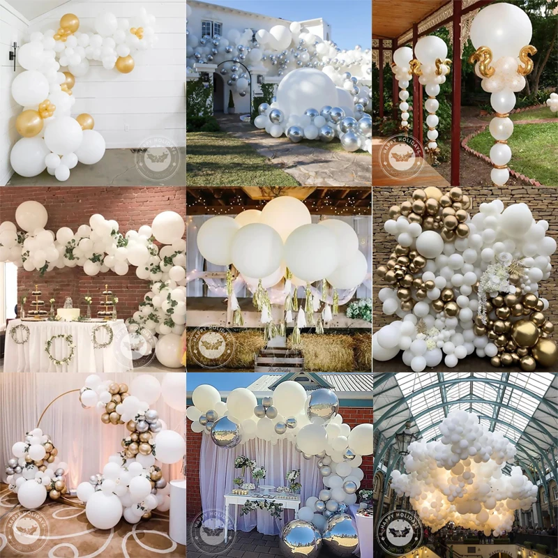 

5-36inch beautiful wedding balloons white latex round mini jumbo white balloon arch decoration soft light transpar helium baloon