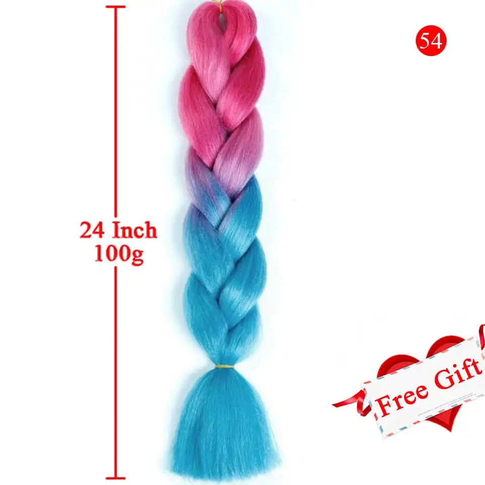MEIFAN синтетические Омбре Джамбо плетение волос крючком косички Прически наращивание волос цветные пряди косички для плетения волос - Цвет: BR02-54