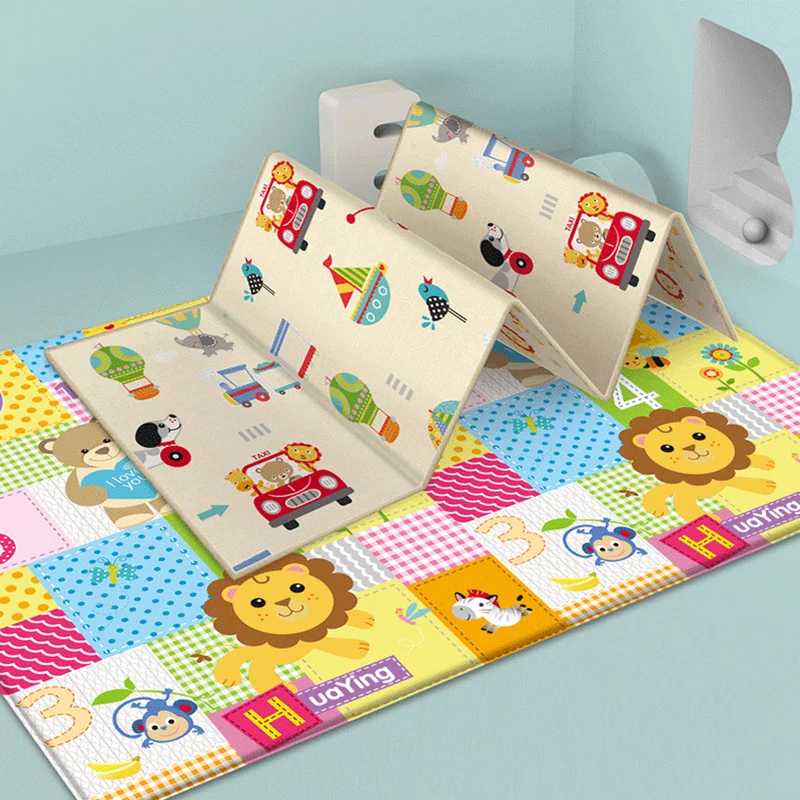 Esteira dobrável para crianças, esteira de brinquedo dobrável para crianças, desenho animado, para escalada, à prova dágua tapete 180*100*1cm