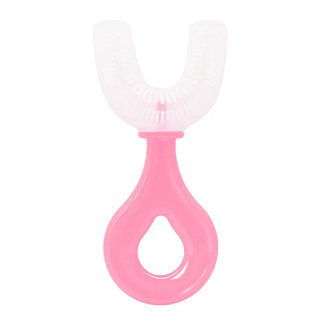 Baby U Shape Toothbrush 360 Degree Teeth Clean Soft Fur Food Grade Material Children Toothbrush Kids Supplies for Daily Pink
