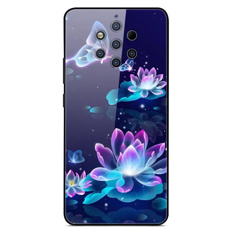 Чехол для Nokia 9 Pure View, окрашенный жесткий стеклянный чехол для Nokia 9 Pureview, силиконовый бампер, закаленное покрытие, Coque