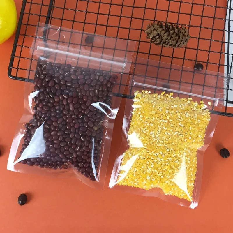 

10pcs Plastic Automatic Sealing Bag Transparent Packaging Bag Food Vacuum Bag Dry Fruits Envelope Bag Zipper Plastic Bag