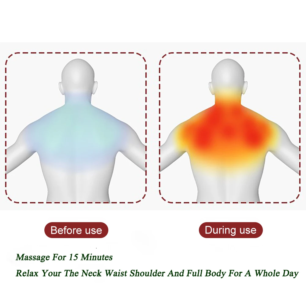 Инфракрасная массажная подушка вибратор Электрический разминающий Массажер для плеч и спины Массажер шиацу массажер для позвонков шеи