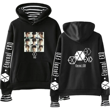 

2019 New Kpop EXO PLANET#5 Hoodies Sweatshirt Women Long Sleeve Striped Hooded Tops Female Harajuku EXO PLANET#5 K Pop Clothes
