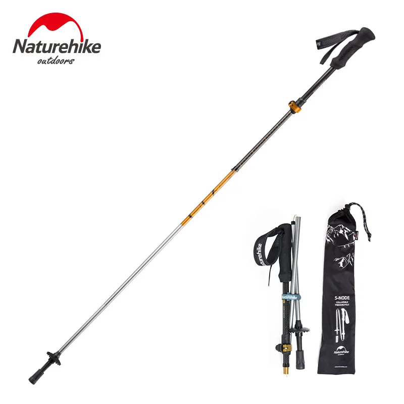 NatureHike NH17D005-D Folding Carbon Fiber Ultralight Quick Lock Trekking Poles Hiking Pole Walking Running Stick walking canes