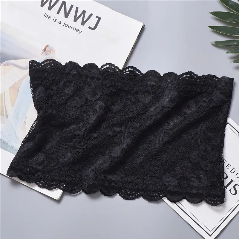 Girls Strapless Crop Wrap Lace Bandeau Tube Top Women Bustier Boob Tubes Tops Bralette 5 Solid Colors Red Blue White Black women tube tops