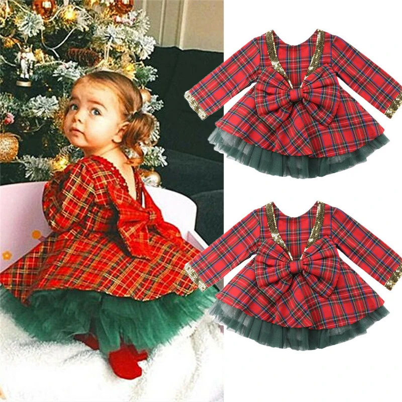 baby girl tartan christmas dress
