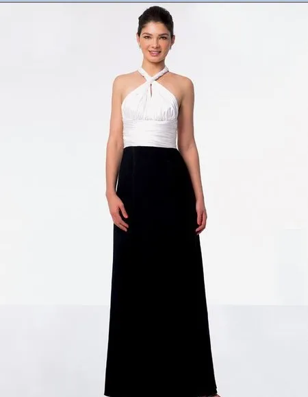 

free shipping 2014 new custom size Charmeuse A-line Convertible neckline open back empire waist Floor length bridesmaid dress