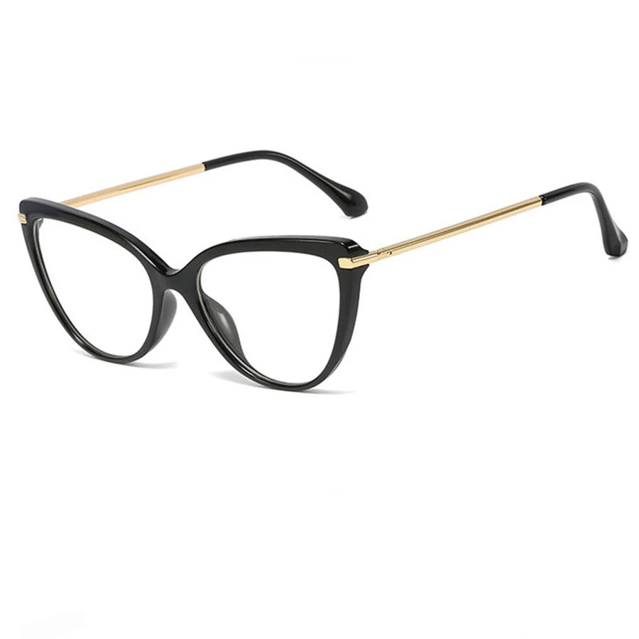 Fashion Flat Mirror Optical Glasses Female Metal Luxury Brand Designer Spectacles Transparent Cat Eye Glasses Frame Male Myopia - Цвет оправы: 1 Eyeglasses Frame