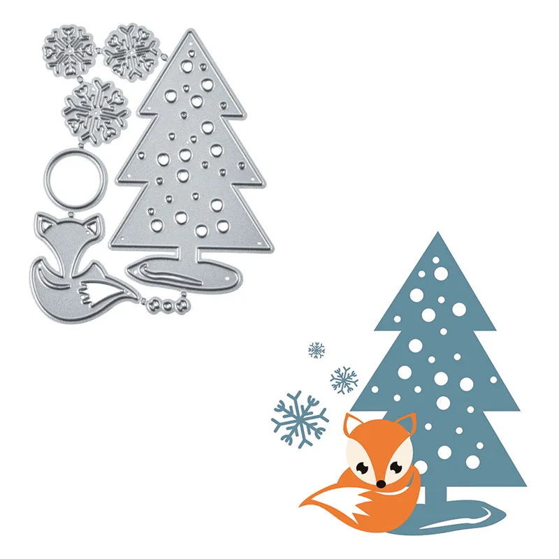 

YaMinSanNi Christmas Tree Dies Fox Metal Cutting Dies for Card Making Scrapbooking Embossing Cuts Stencil Craft New 2019 Dies