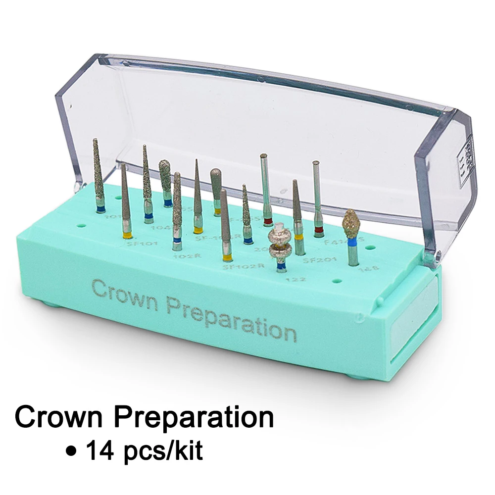 1 kit Dental Crown Preparation Dentists Professional Dental Diamond Burs Drill Kit Dental Burs