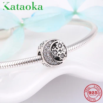 

2018 summer charm beads 925 Sterling Silver star moon womens trendy Fit Original European Charm Bracelet diy Jewelry