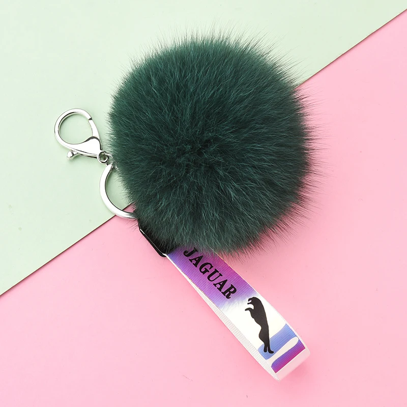 Натуральный мех лисы брелок для ключей с шариками из искусственной кожи, брелок для ключей для женщин, брелок для ключей, ювелирные украшения EH205