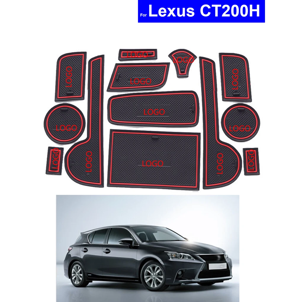 

13pcs/set Gate Slots Non-slip Pad Door Cup Holder Grooves Mat Replacement For Lexus CT200H