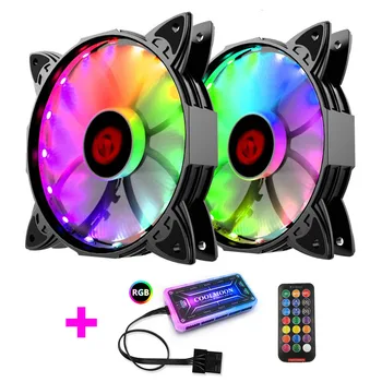 

COOLMOON HUPO Computer Case PC Cooling Fan RGB Adjust 120mm Quiet + IR Remote New Computer Cooler RGB CPU Case Fan TWO In One