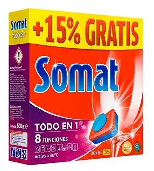 

Somat Tabs Todo en 1 - Pastillas de detergente para lavavajillas, 35 unidades - [Pack de 3]