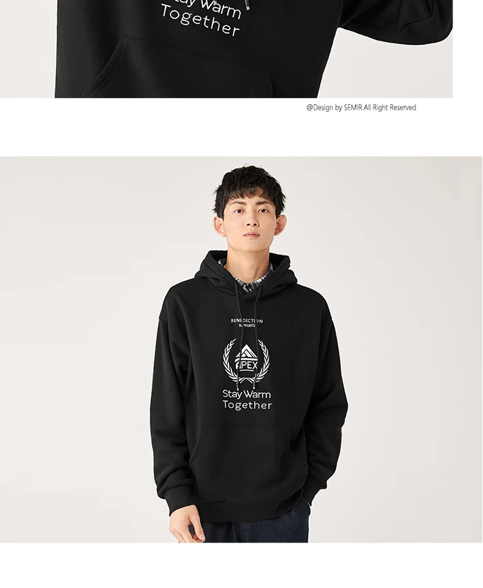 SEMIR плюс вельветовый свитер для мужчин с капюшоном осень и зима новые вышитые толстовки для взрослых Порт-ветер хлопок Толстовки Тренд