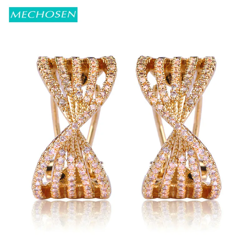 Женские медные серьги-гвоздики MECHOSEN нестандартные серьги с кубическим цирконием