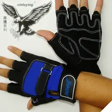 Черные ястреб двойные бархатные перчатки из искусственной кожи, пригодные для носки, Перчатки для фитнеса, перчатки с открытыми пальцами, дышащие перчатки для занятий спортом