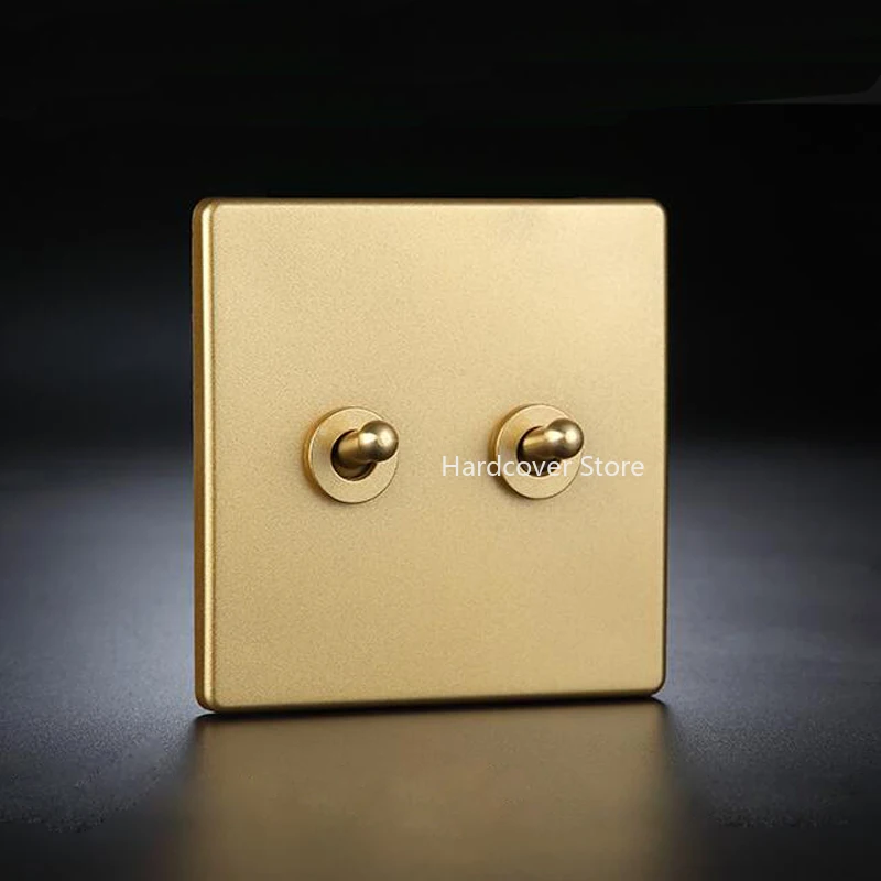  High Quality 86 Type Retro Champagne Gold Wall Lamp Brass Toggle Switch 1-4 Gang Single Dual Contro - 4000147237959