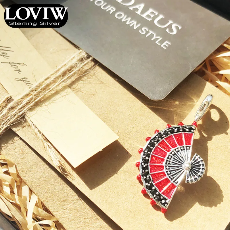 Кулон красный вентилятор, Фирменная Новинка Модные украшения Thomas SABOR Стиль Мода 925 пробы серебра, подарок для женщины, Прямая