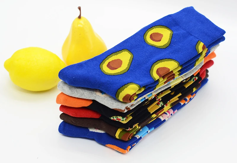 Burger Pizza Sushi Males Socks Fashion Cute Series Korean Harajuku Cartoon Funny Women Happy Cotton Cool Middle Tube Socks