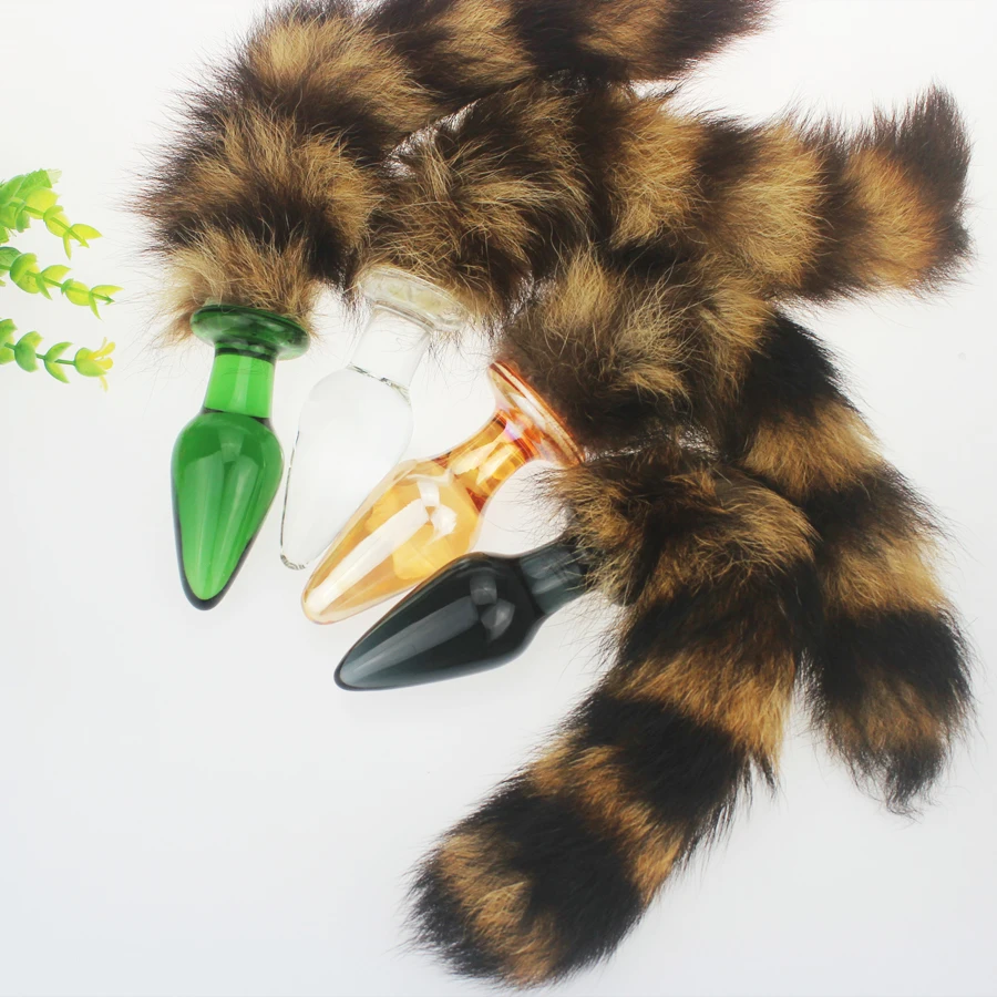 hh00uLGlass Butt Plug with Faux Fur Tail (18)