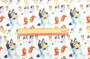 

110cm Width Cartoon Dog Printed Cotton Fabric For Boy/Girl Cloth Hometextile Cushion Cover DIY Sewing