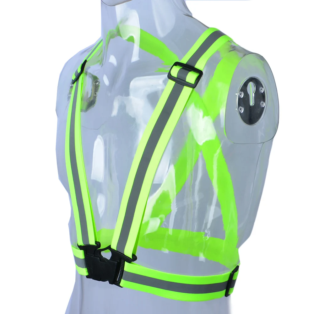Высокая видимость унисекс Регулируемая безопасность Высокая видимость светоотражающий жилет шестерни полосы куртка ночной бег